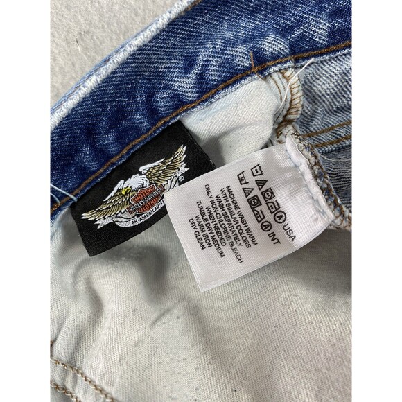 Harley Davidson Jeans Mens 31x29 Blue Denim Light Wash Straight Stains Tag 33x30 - Picture 12 of 16
